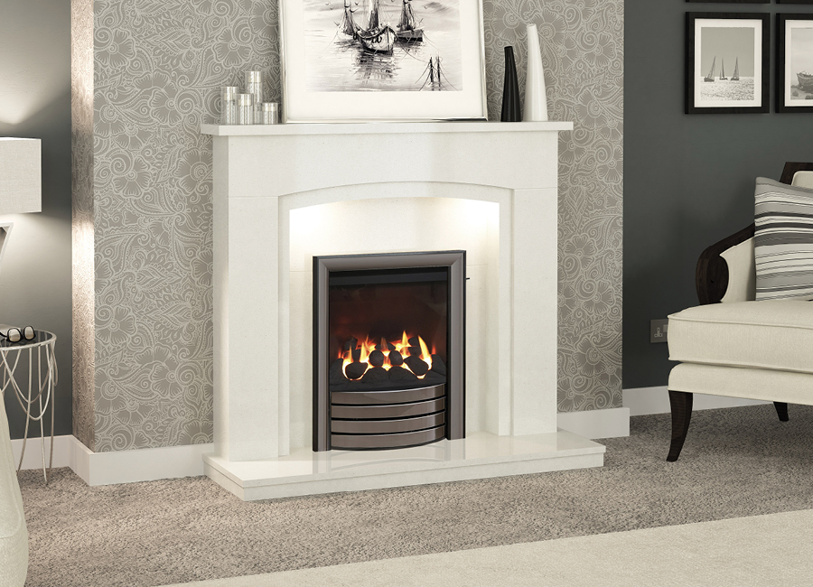 Timara Elgin Hall Micro Marble Surround In White Grey SlipWhite