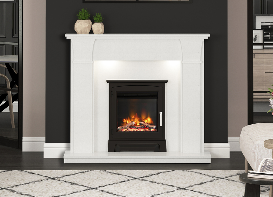 Deanswood Elgin Hall Micro Marble Surround In White